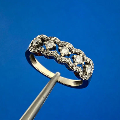 Estate 14K White Gold Diamond Bridal Wedding Anniversary Open Work Band Ring