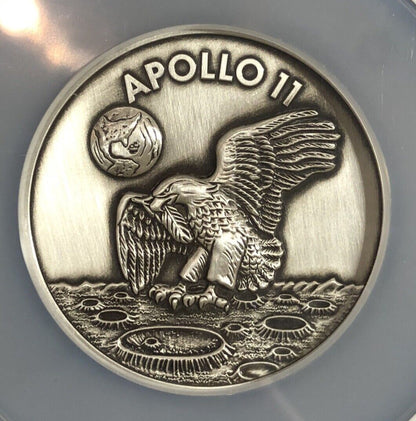 2019 Apollo 11 50th Anniversary Robbins Restrike 5oz 999 Silver NGC MS70 Medal