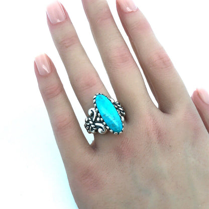 Native American Carolyn Pollack Anglo 925 Sterling Silver Oval Turquoise Ring