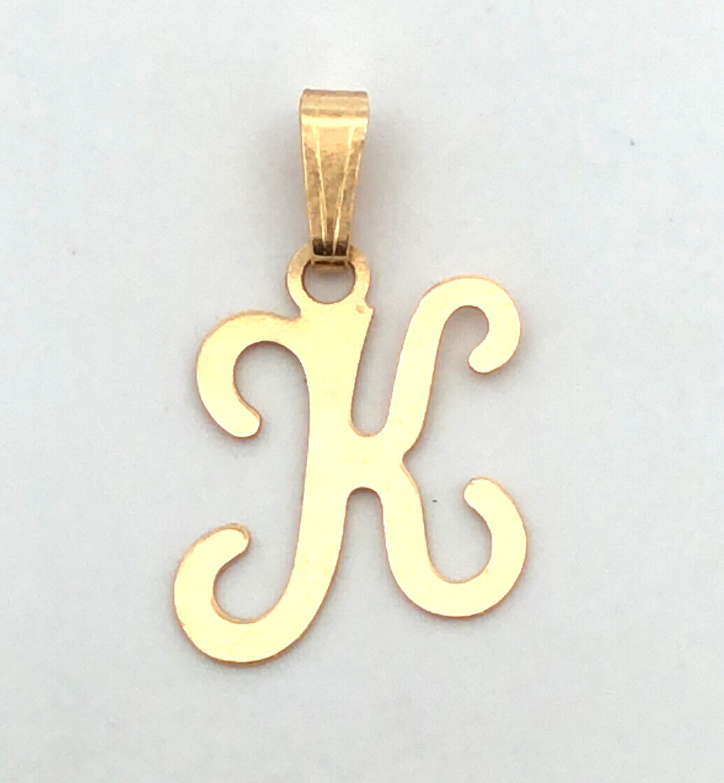 Designer SCC 14K Yellow Gold Letter Initial K Monogram Pendant