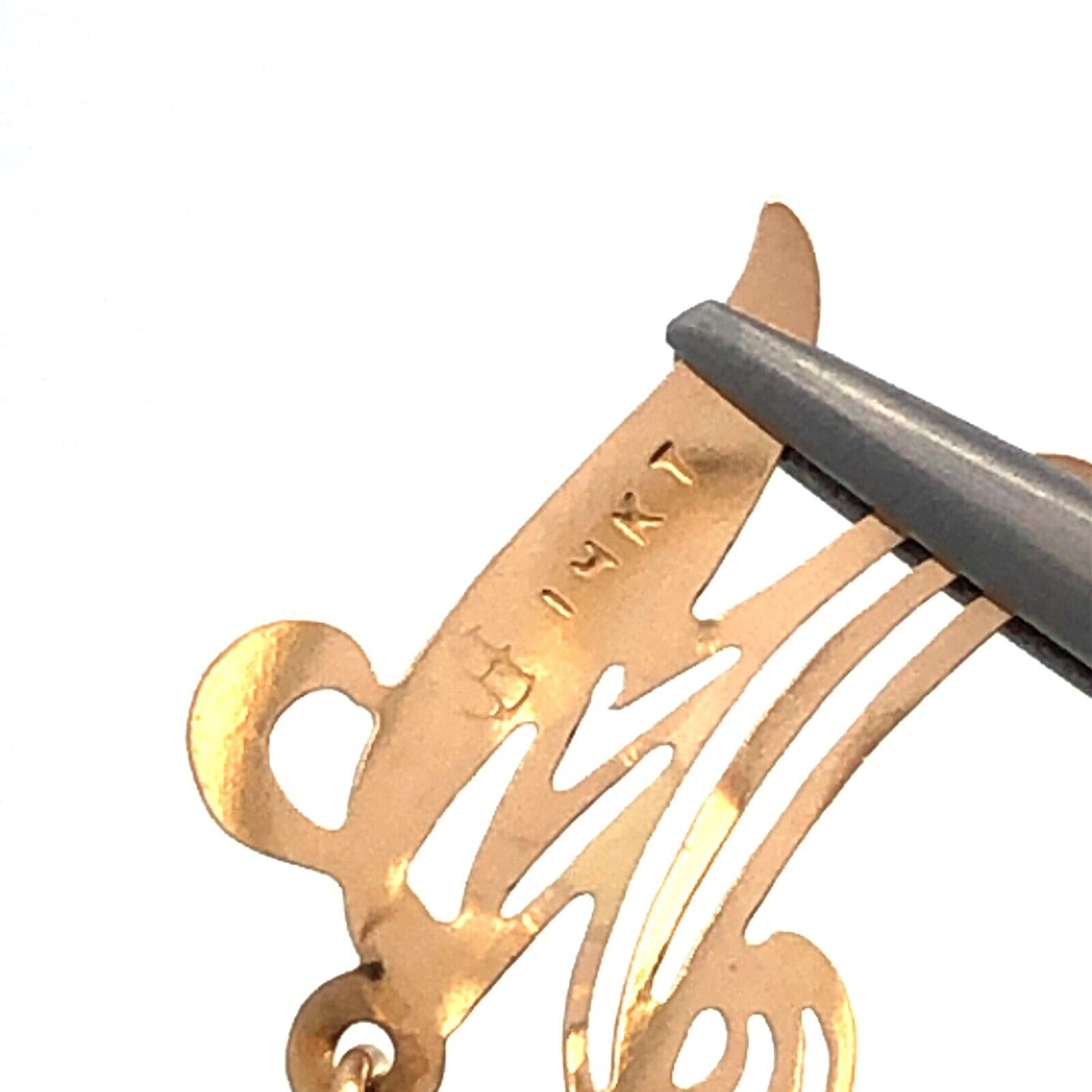 Designer 14K Yellow Gold Script Initial W Monogram Alphabet Charm Pendant