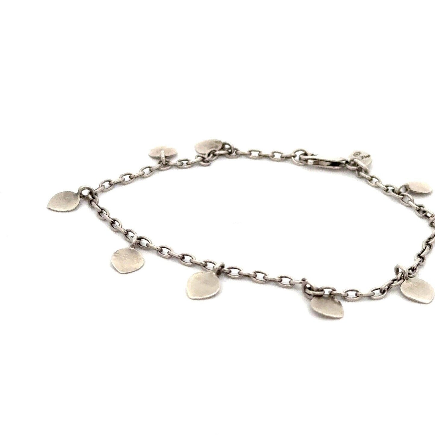 Designer Me & Ro 925 Sterling Silver Tiny Petal Chain Petal Charm Bracelet