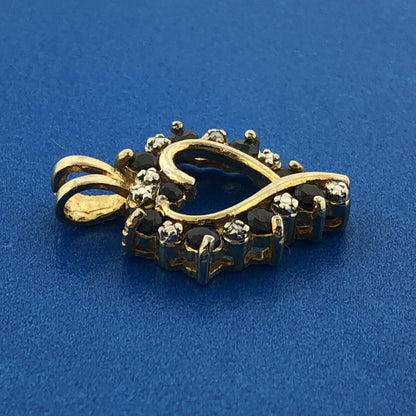 FAS 925 Sterling Silver Vermeil Sapphire Diamond September Sweetheart Pendant