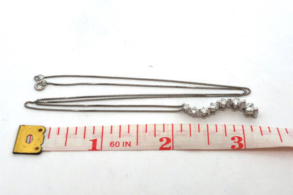 Modernist Designer 14K White Gold Princess Diamond Infinity Pendant Necklace
