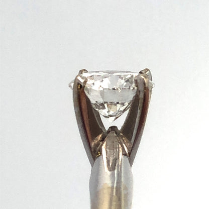 Designer 14K White Gold Round Diamond Solitaire Size 6.75 Engagement Ring