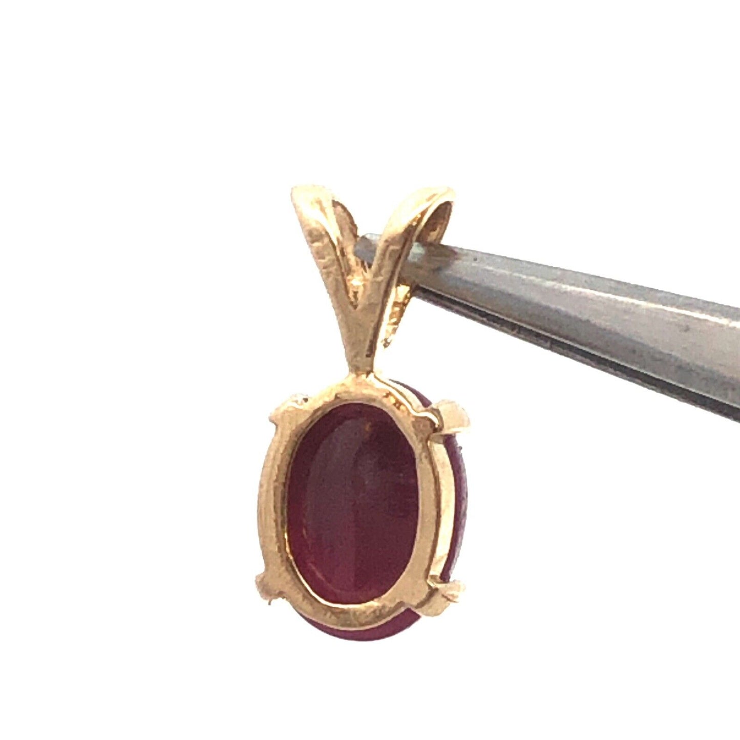 Designer 14K Yellow Gold Oval Purple Ruby Solitaire Pendant