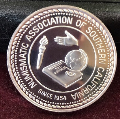 1988 Numismatic Association of Southern California 999 Silver Youth in Numis Rnd
