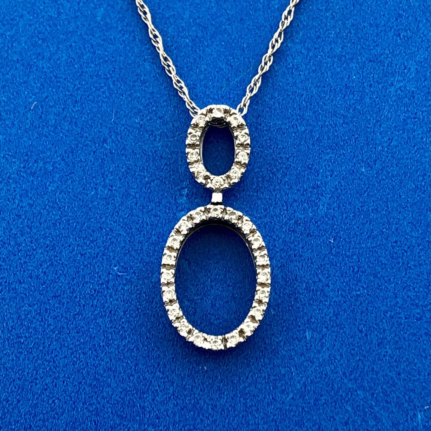 Designer 14K White Gold Polished Diamond Infinity Pendant 18" Necklace