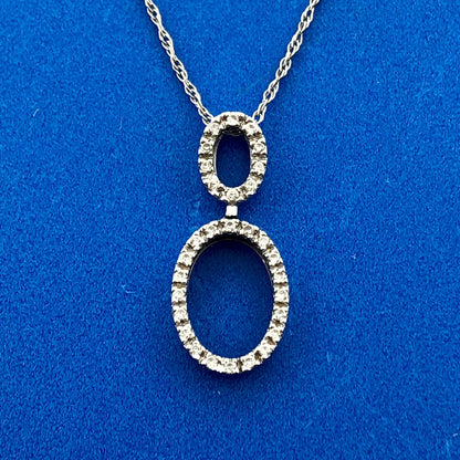 Designer 14K White Gold Polished Diamond Infinity Pendant 18" Necklace