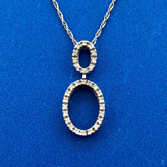 Designer 14K White Gold Polished Diamond Infinity Pendant 18" Necklace