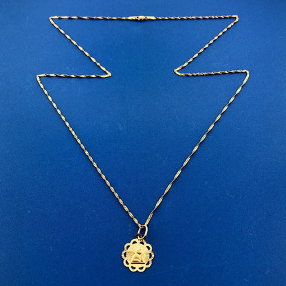 Designer Milor Italy 14K Yellow Gold Guardian Angel Sunburst Disc Necklace