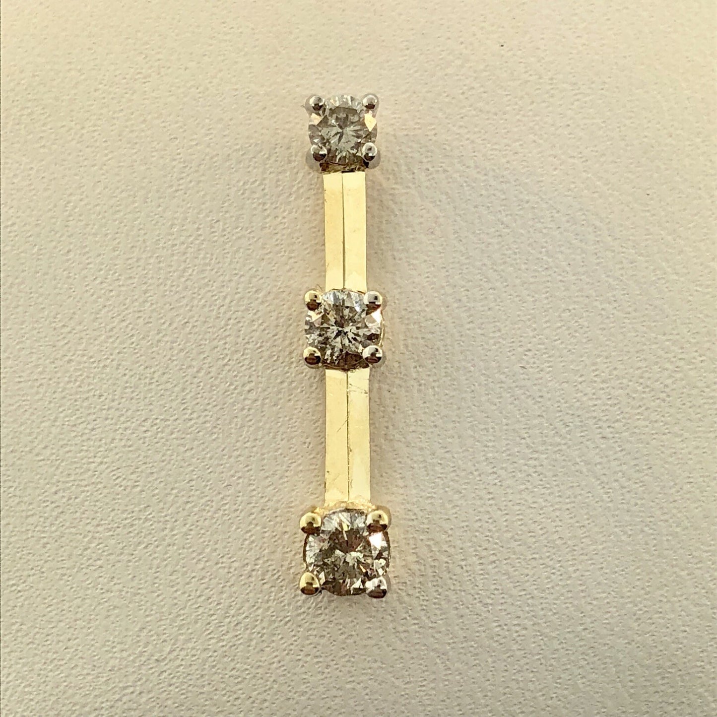 14K Yellow Gold Diamond Infinity Eternity Bridal Anniversary Bar Drop Pendant
