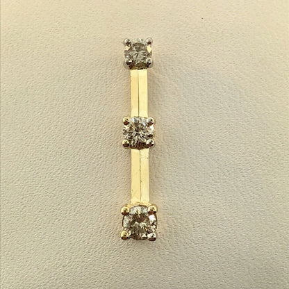 14K Yellow Gold Diamond Infinity Eternity Bridal Anniversary Bar Drop Pendant