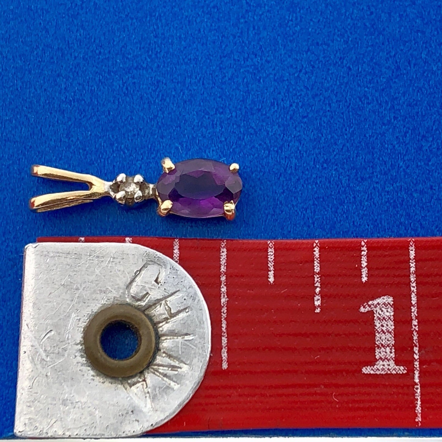 14k Yellow Gold Amethyst Diamond February Anniversary Occasion Pendant