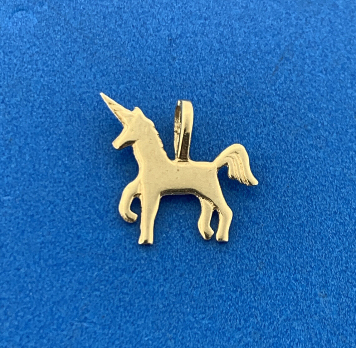 Designer 14K Yellow Gold Unicorn Carousel Horse Petite Child's Charm Pendant