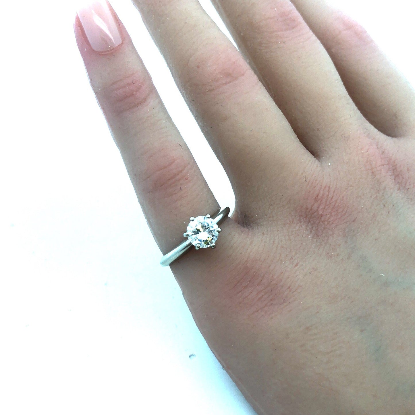 14K White Gold Diamond Solitaire Engagement Bridal Wedding Ring