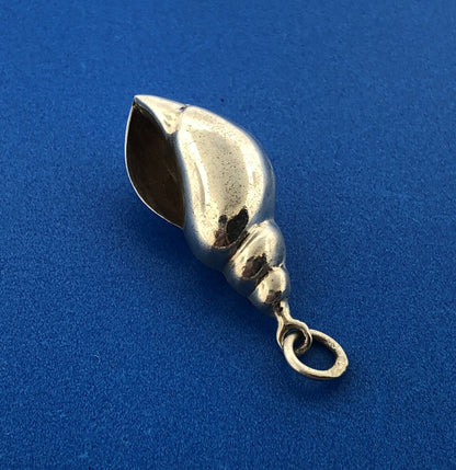 Vintage 925 Sterling Silver Conch Sea Shell Ocean Beach Life Drop Pendant