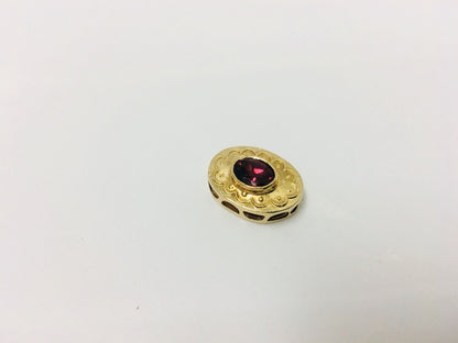 14k Yellow Gold Pink Tourmaline Slide Charm Pendant
