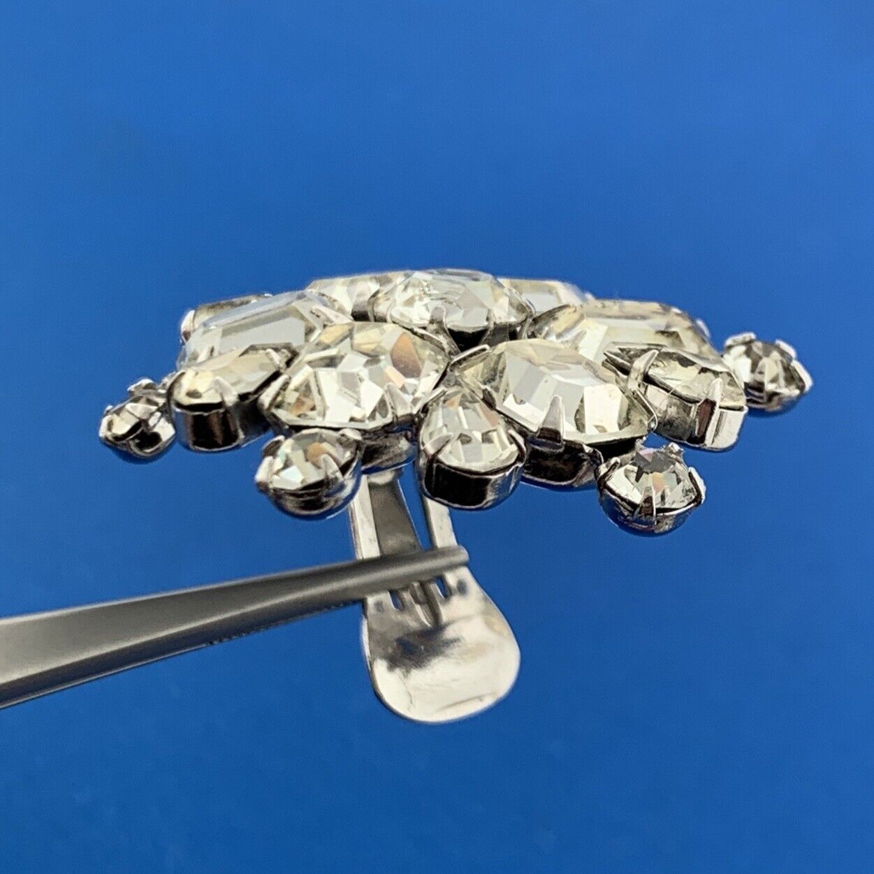 Retro Weiss Austrian Crystal Rhinestone Snowflake Starburst Clip On Earrings