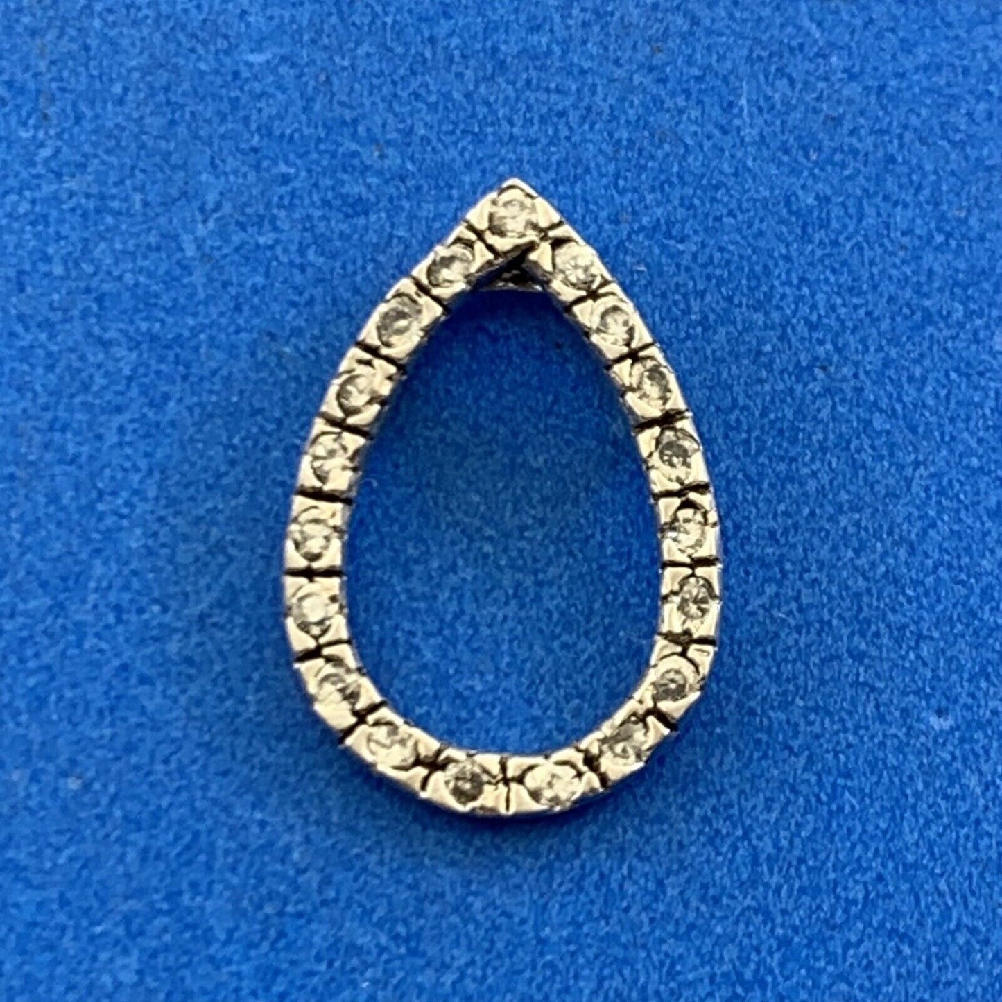 Designer 925 Sterling Silver Round White Topaz Tear Drop Slide Pendant