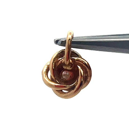 Designer 14K Yellow Gold Diamond Modernist Rosebud Flower Petite Charm Pendant