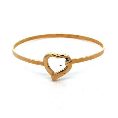 MWS 925 Sterling Silver Gold Vermeil Heart Love Anniversary Bangle Bracelet