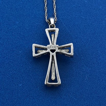 Sterling Silver 925 Amethyst Heart Cross Religious Communion February Necklace