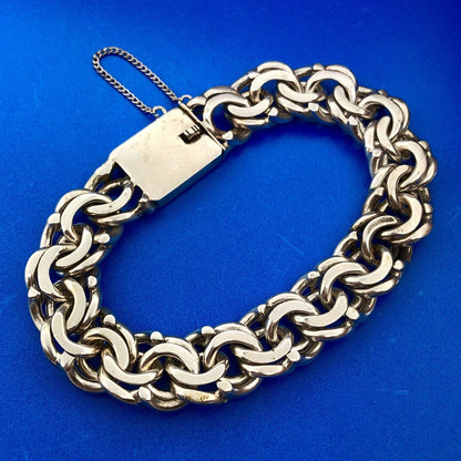 Vintage 900 Silver Hecho En Mexico Taxco Double Rolo Cable Statement Bracelet