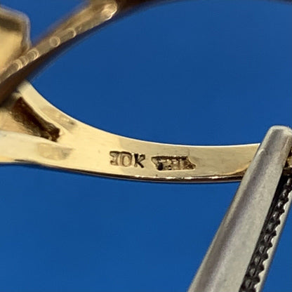 Designer THL 10K Yellow Gold Amethyst Citrine Diamond Accent Statement Ring