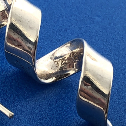 Stunning Sterling Silver 925 Twisting Spiral Ribbon Wire Hook Earrings