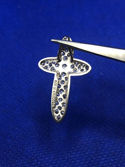 Designer Cubic Zirconia 925 Sterling Silver Religious Communion Cross Pendant