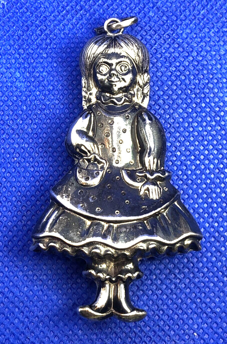 Vintage Designer RM Trush 1979 925 Sterling Silver 3D Girl in Dress Ornament
