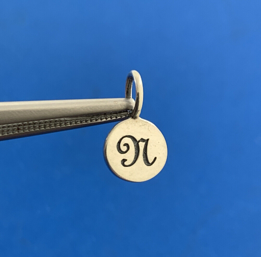 Designer PST 925 Sterling Silver Initial N Letter Square Pendant Charm