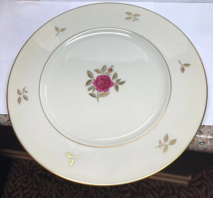 Lenox China Rhodora Pattern Rose Design Gold Linen 10-3/8" Dinner Plate