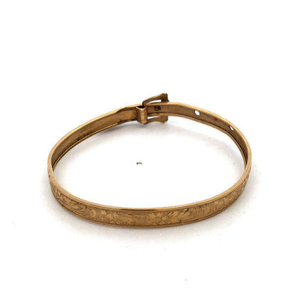 Antique Walter E Hayward WEH 12K Gold Filled Floral Detail Buckle Cuff Bracelet