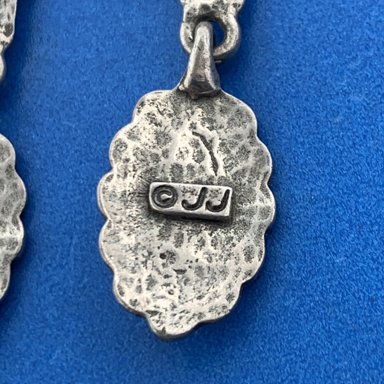 1970 s Jonette JJ Pewter Cactus Concho Soutwestern Statement Dangle Earrings