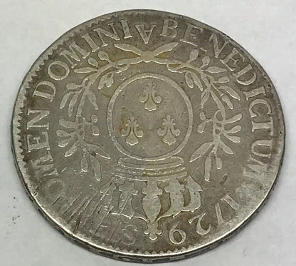 1729 A France Louis XV One Ecu Paris Mint Silver Crown