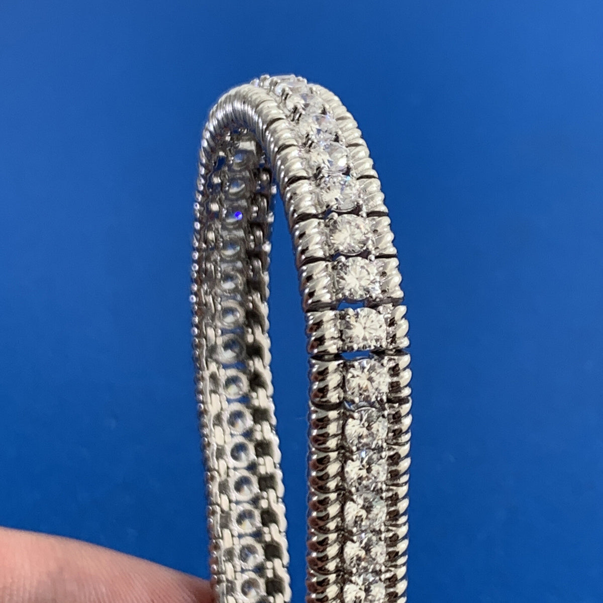 Designer 925 Sterling Silver Cubic Zirconia CZ Statement Tennis Bracelet