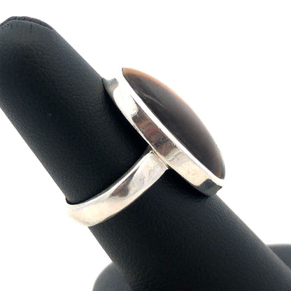 Designer 925 Sterling Silver Oval Tiger's Eye Cabochon Statement Ring