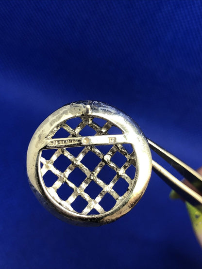 Designer 925 Sterling Silver Round Basket Weave Criss Cross Dome Stud Earrings