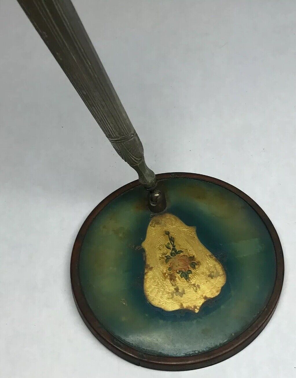 Antique Art Deco Nouveau Swivel Fold Out Ornate Celluloid Vanity Hand Mirror