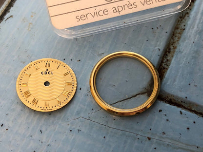 Authentic Ebel 18k Gold Bezel with Sapphire Crystal And Gold Tone Face Plate NIB