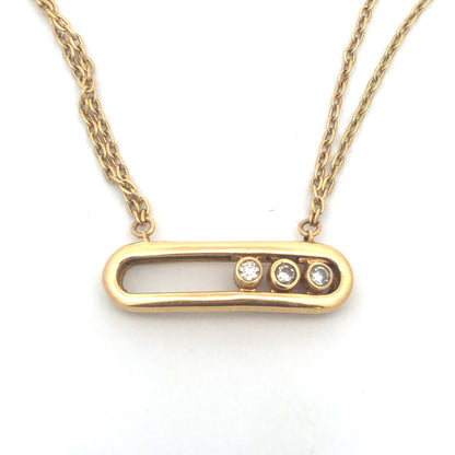 Designer Pacha 18K Yellow Gold Diamond Bar Double Oval Link Chain Necklace