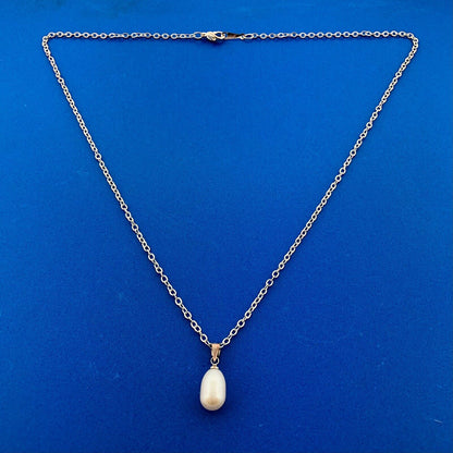 Stunning Sterling Silver 925 18" Oval Link Chain Pearl Necklace