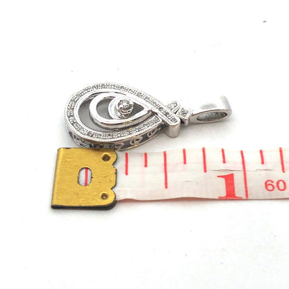 Designer KSJ 925 Sterling Silver Round Diamond Oval Occasion Anniversary Pendant