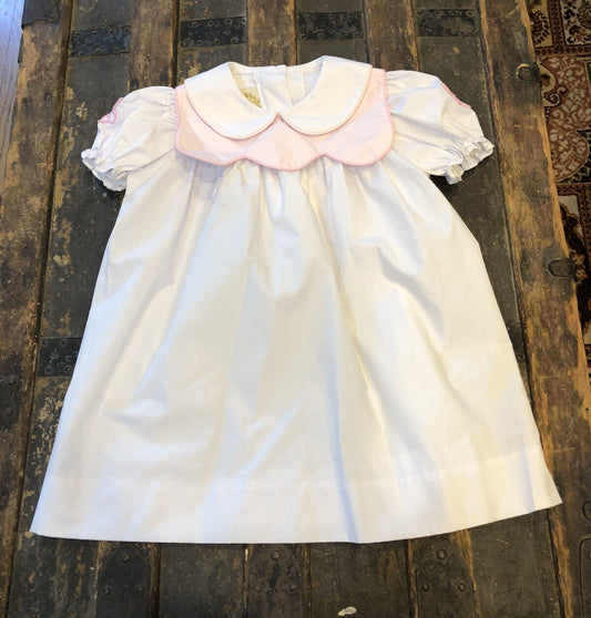 The Beaufort Bonnet Company Poly Cotton Blend White Pink Size 18-24M Girls Dress