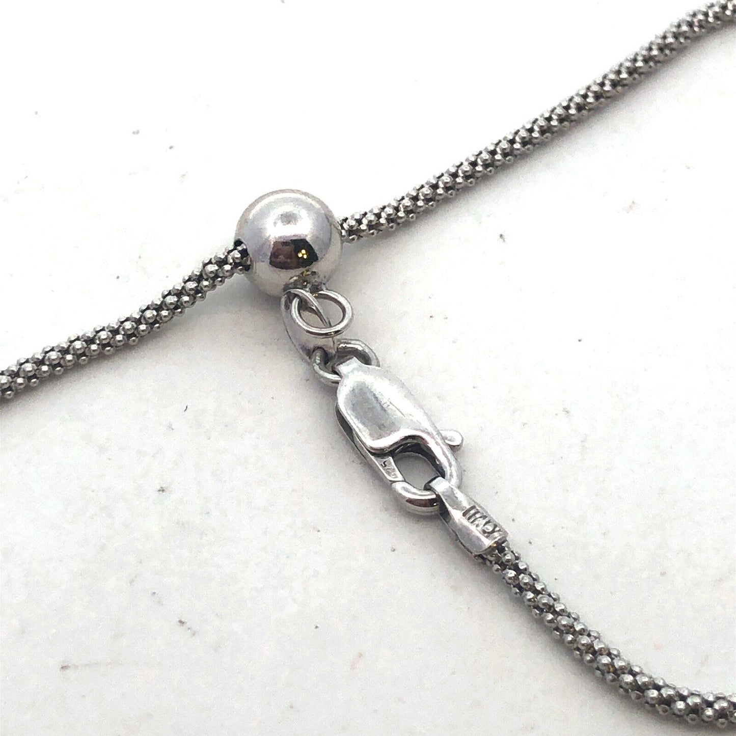 Designer Italy 925 Sterling Silver Pave Diamond Heart Adjustable Lariat Necklace