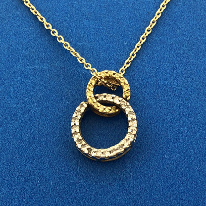 Designer 14K Yellow White Gold Canary & White Diamond Eternity Infinity Necklace