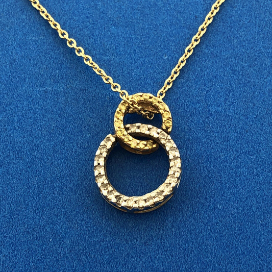 Designer 14K Yellow White Gold Canary & White Diamond Eternity Infinity Necklace