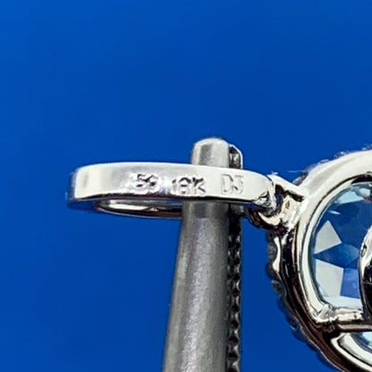 18K White Gold Oval Aquamarine Diamond Halo Pendant